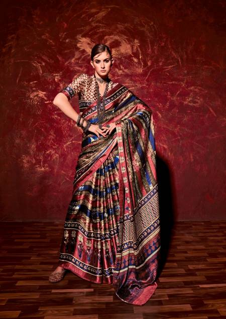 Sr Ajrakh Satin Printed New Exclusive Wear Fancy Designer Saree Collection 